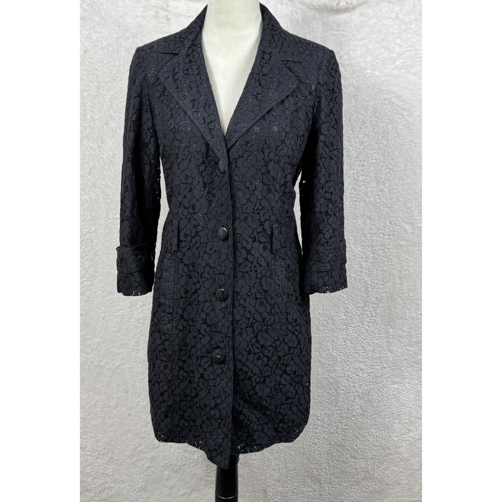 Janie Bryant Mod XS Lace Trench Elegant Evening Coat Gothic Retro‎ Glam